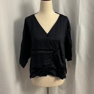 NWT Ettitude Sateen Set - Short Sleeve Shirt & Shortie - Onyx